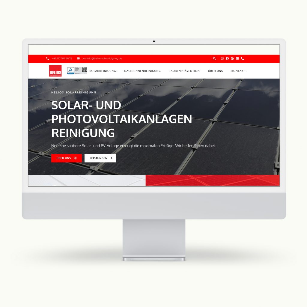 Professionelle Webseite Helios Solarreinigung Webseite